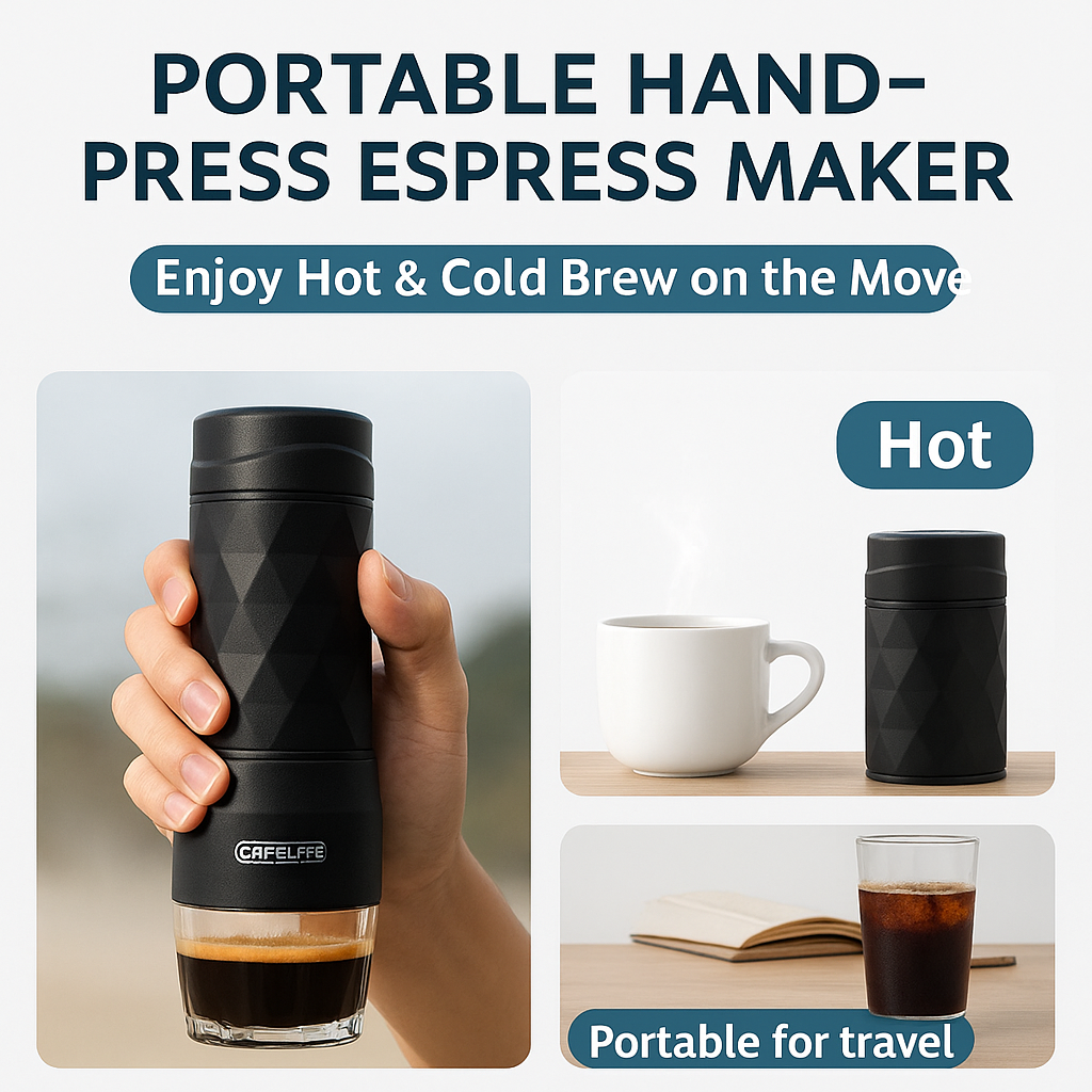 Portable Hand-Press Espresso Maker – Hot & Cold Brew Anywhere
