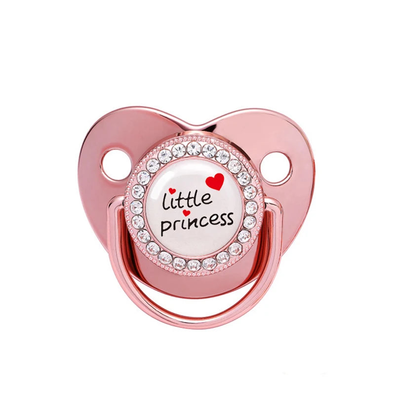 Bling Baby Pacifier – BPA-Free Silicone Dummy with "I Love Mum & Dad" Design (Newborn Shower Gift)