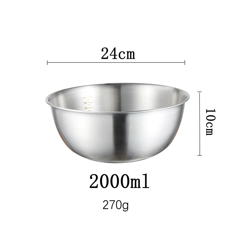 Stainless Steel Mixing Bowl Set with Measurement Scale – Cooking, Baking & Salad Bowls