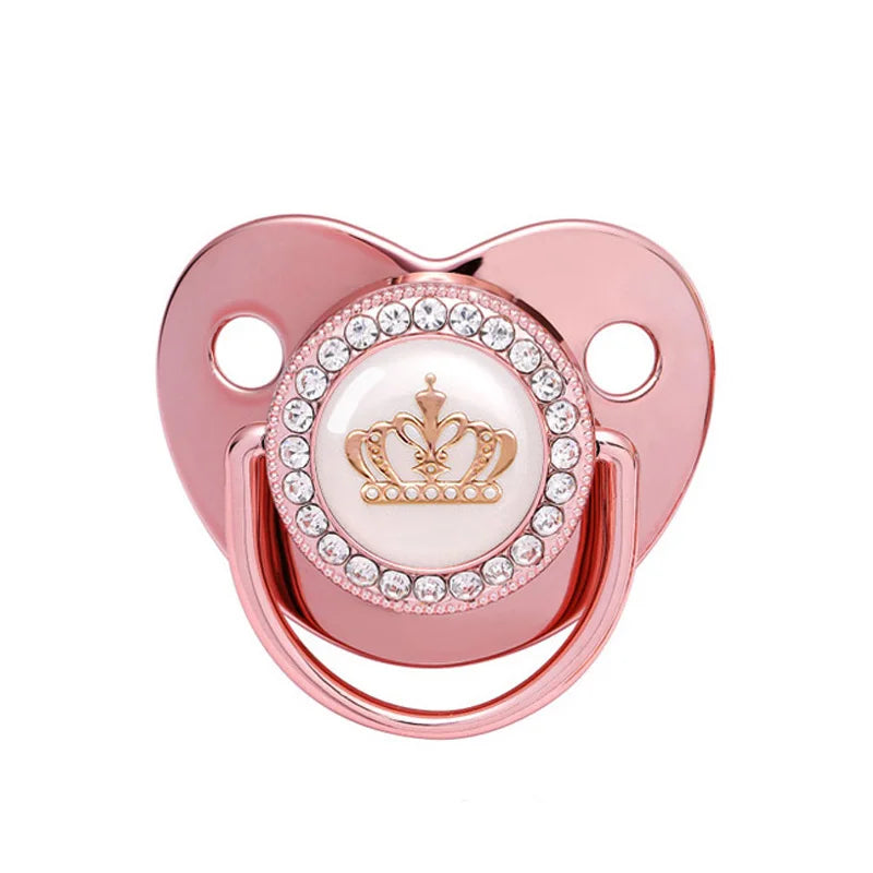Bling Baby Pacifier – BPA-Free Silicone Dummy with "I Love Mum & Dad" Design (Newborn Shower Gift)