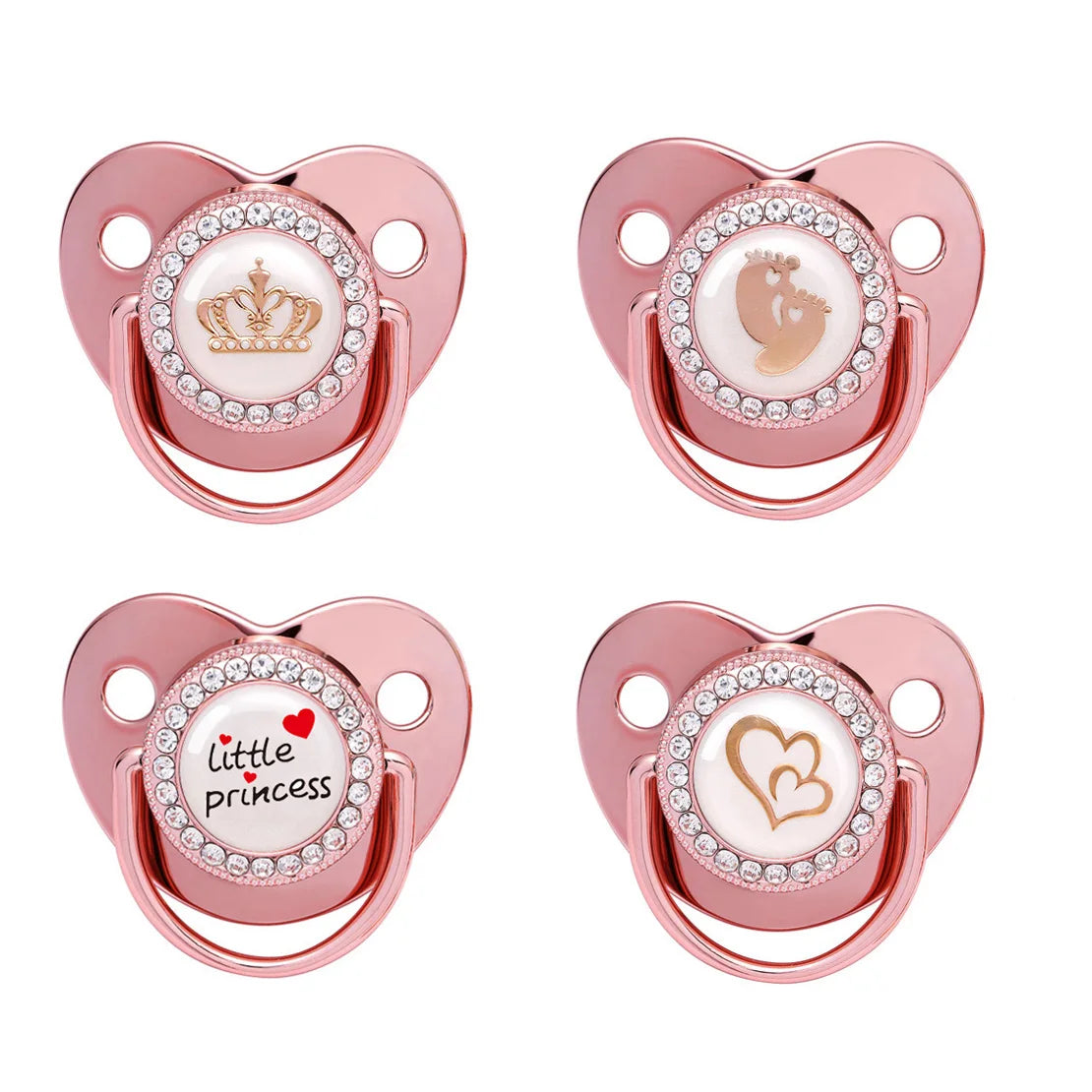 Bling Baby Pacifier – BPA-Free Silicone Dummy with "I Love Mum & Dad" Design (Newborn Shower Gift)