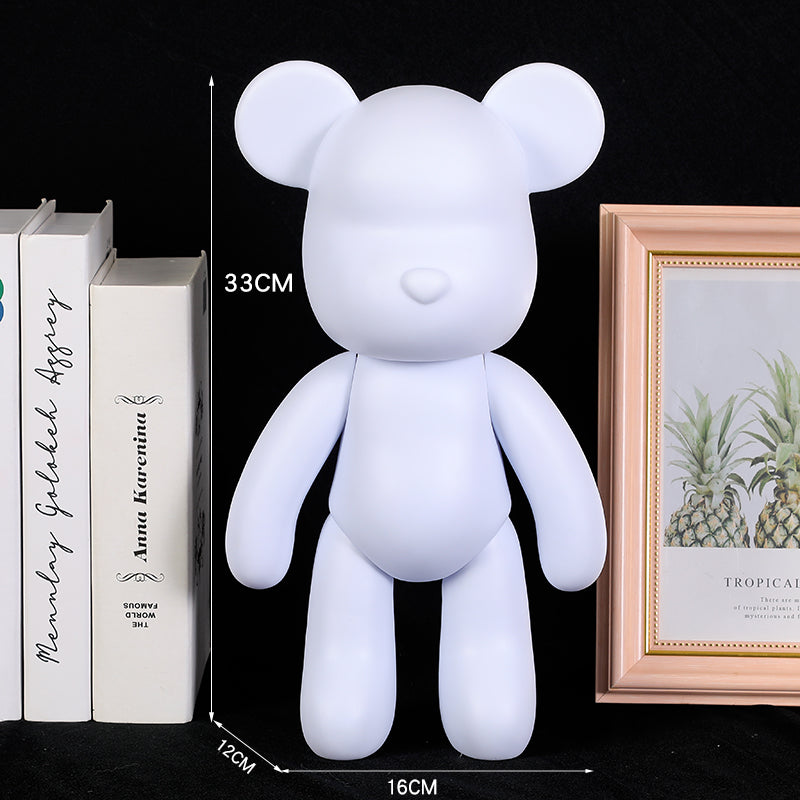 DIY Fluid Violent Bear Material Bag Keychain White Body