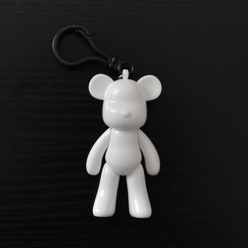 DIY Fluid Violent Bear Material Bag Keychain White Body