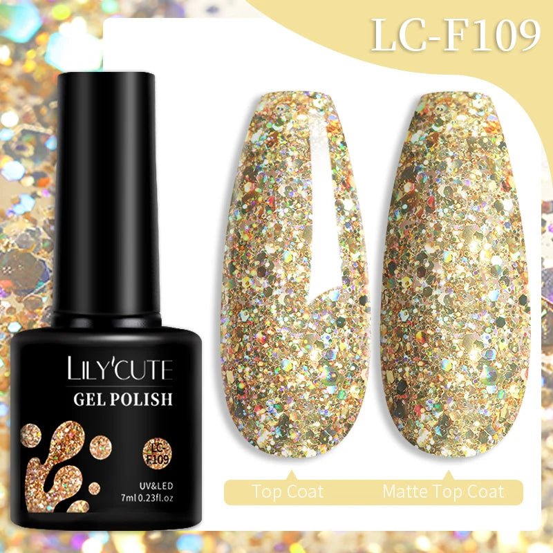 LILYCUTE Gel Nail Polish Set – 7ml Colorful UV Gel Varnish for Manicure | Long-Lasting Semi-Permanent Soak Off Nail Art Base & Top Coat