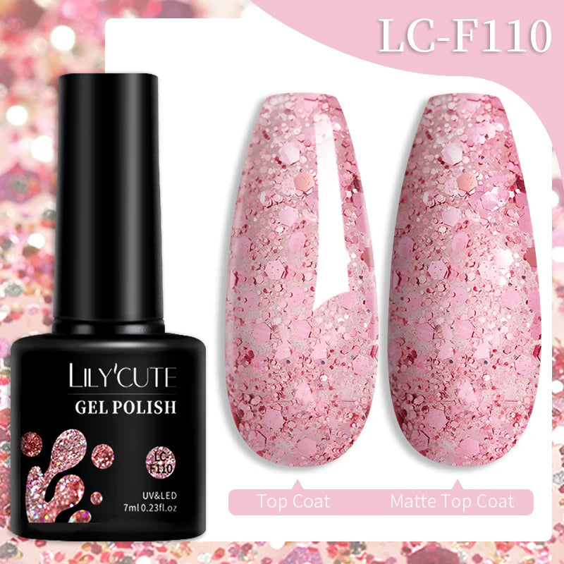 LILYCUTE Gel Nail Polish Set – 7ml Colorful UV Gel Varnish for Manicure | Long-Lasting Semi-Permanent Soak Off Nail Art Base & Top Coat