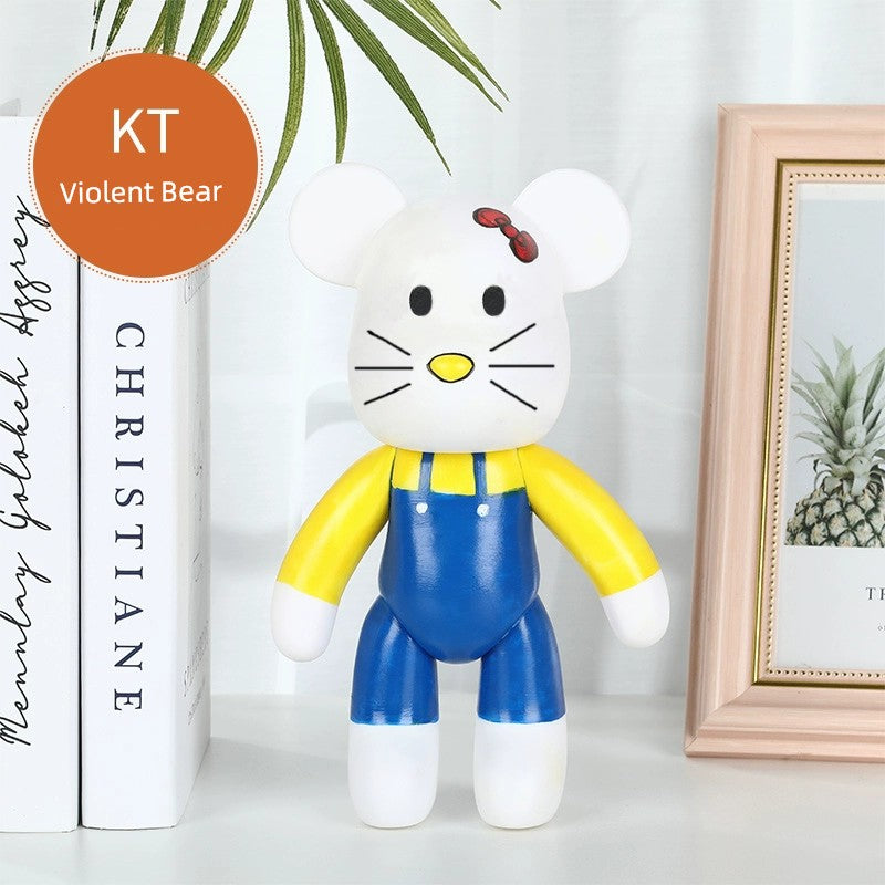 DIY Fluid Violent Bear Material Bag Keychain White Body