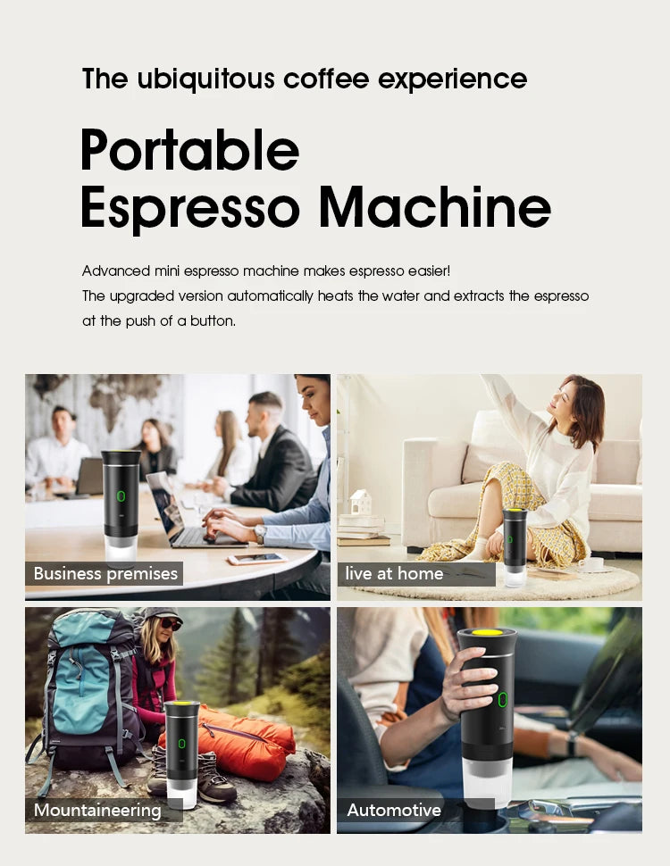 Portable Wireless Espresso Machine – 3-in-1 Travel Coffee Maker for Car, Camping & Home | Capsule & Ground Coffee Compatible