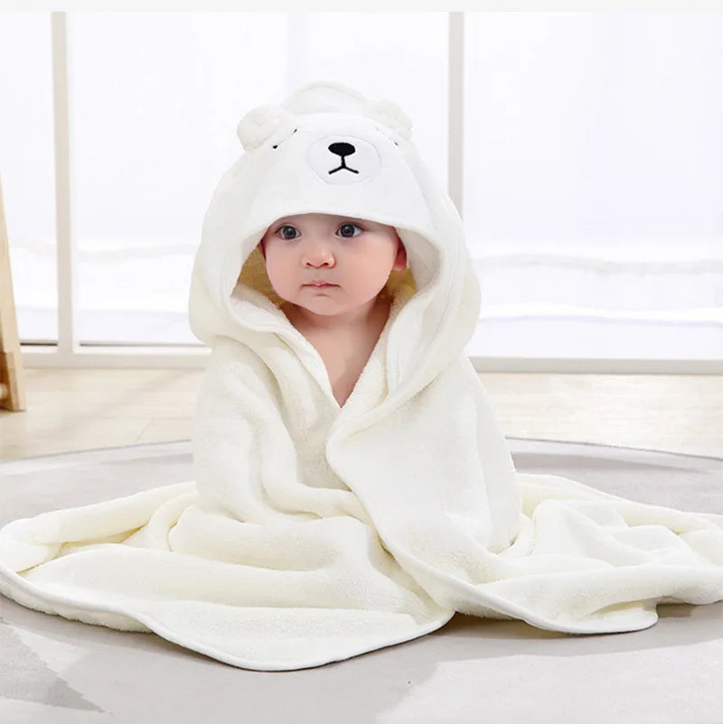Cartoon Animal Hooded Baby Bath Towel – Soft Newborn Swaddle Blanket & Toddler Bathrobe (Unisex)