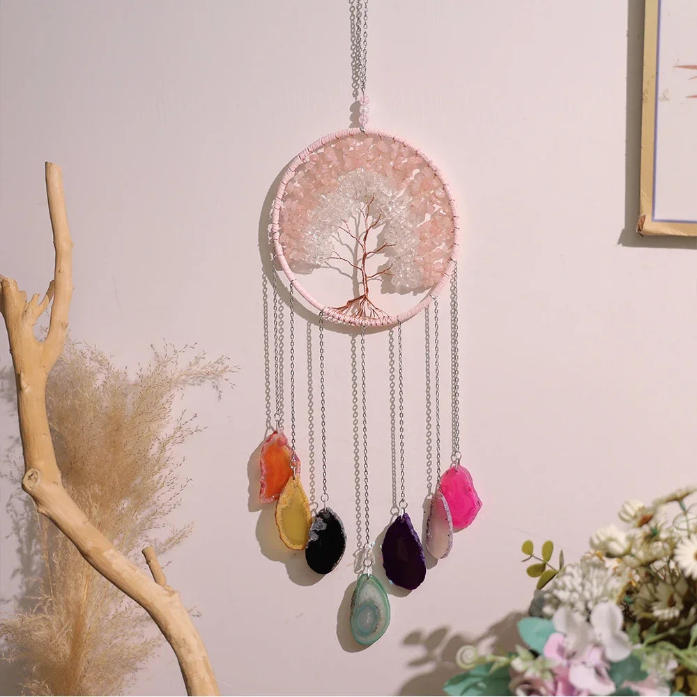 Crystal Sun & Moon Wind Chime – Rainbow Dream Catcher Hanging for Home & Garden Decor