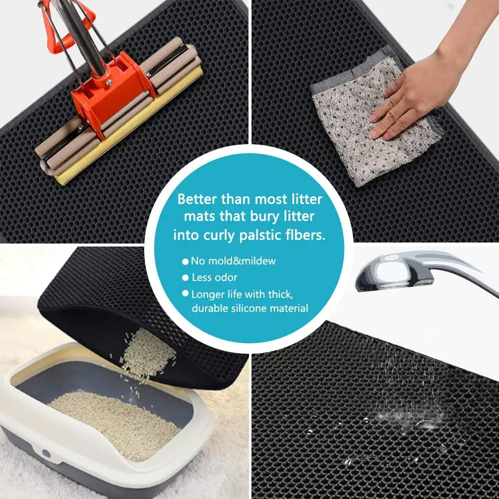 Double-Layer Waterproof Cat Litter Mat – Non-Slip, Easy-Clean Trap Pad for Litter Boxes