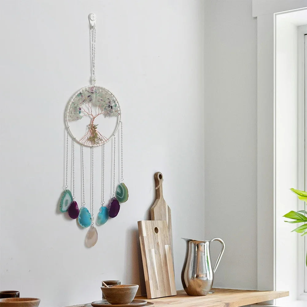 Crystal Sun & Moon Wind Chime – Rainbow Dream Catcher Hanging for Home & Garden Decor