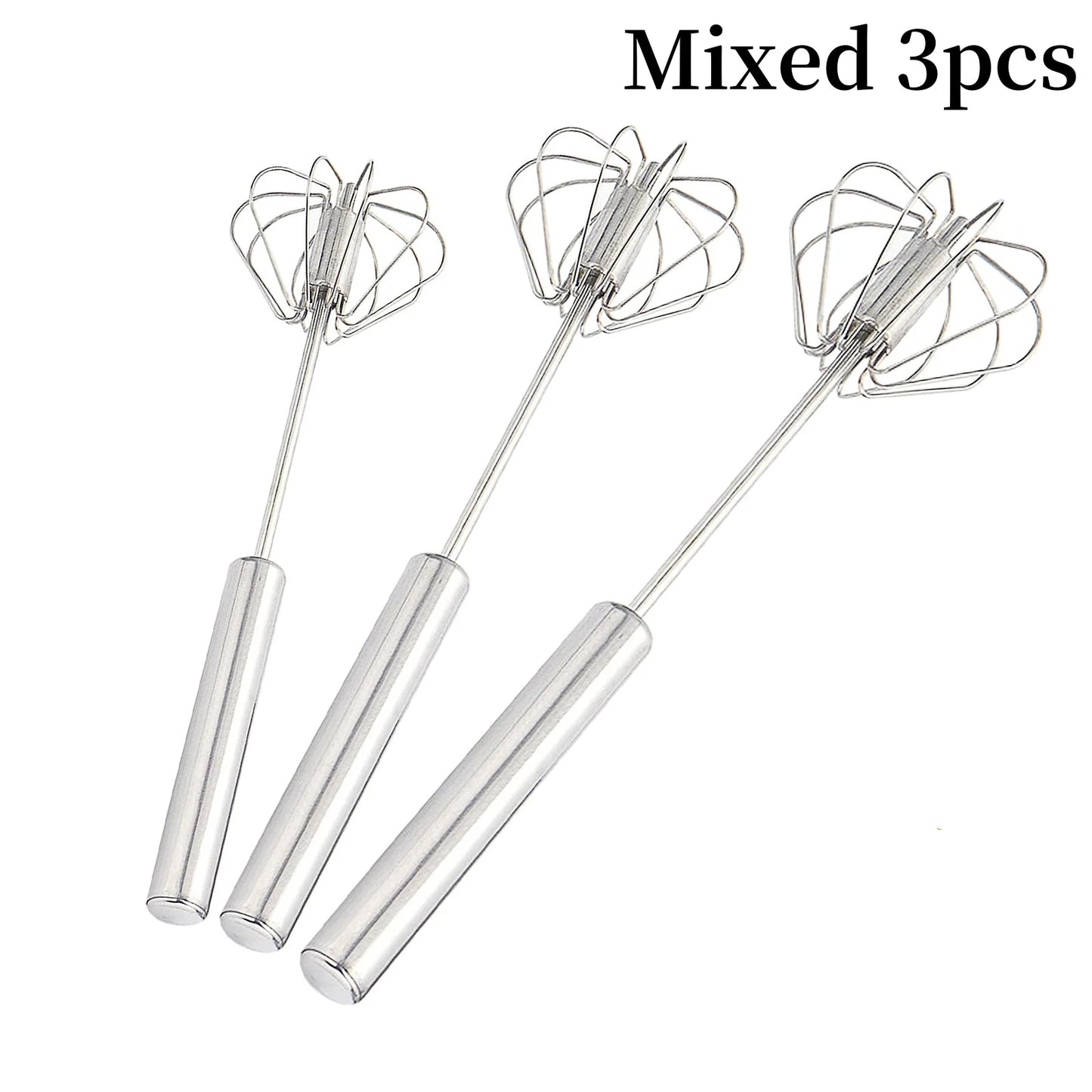 Stainless Steel Semi Automatic Egg Beater – Self Turning Hand Whisk Mixer Kitchen Gadget