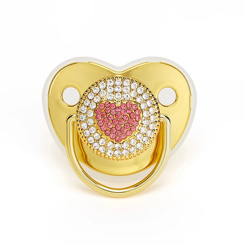 Bling Baby Pacifier – BPA-Free Silicone Dummy with "I Love Mum & Dad" Design (Newborn Shower Gift)