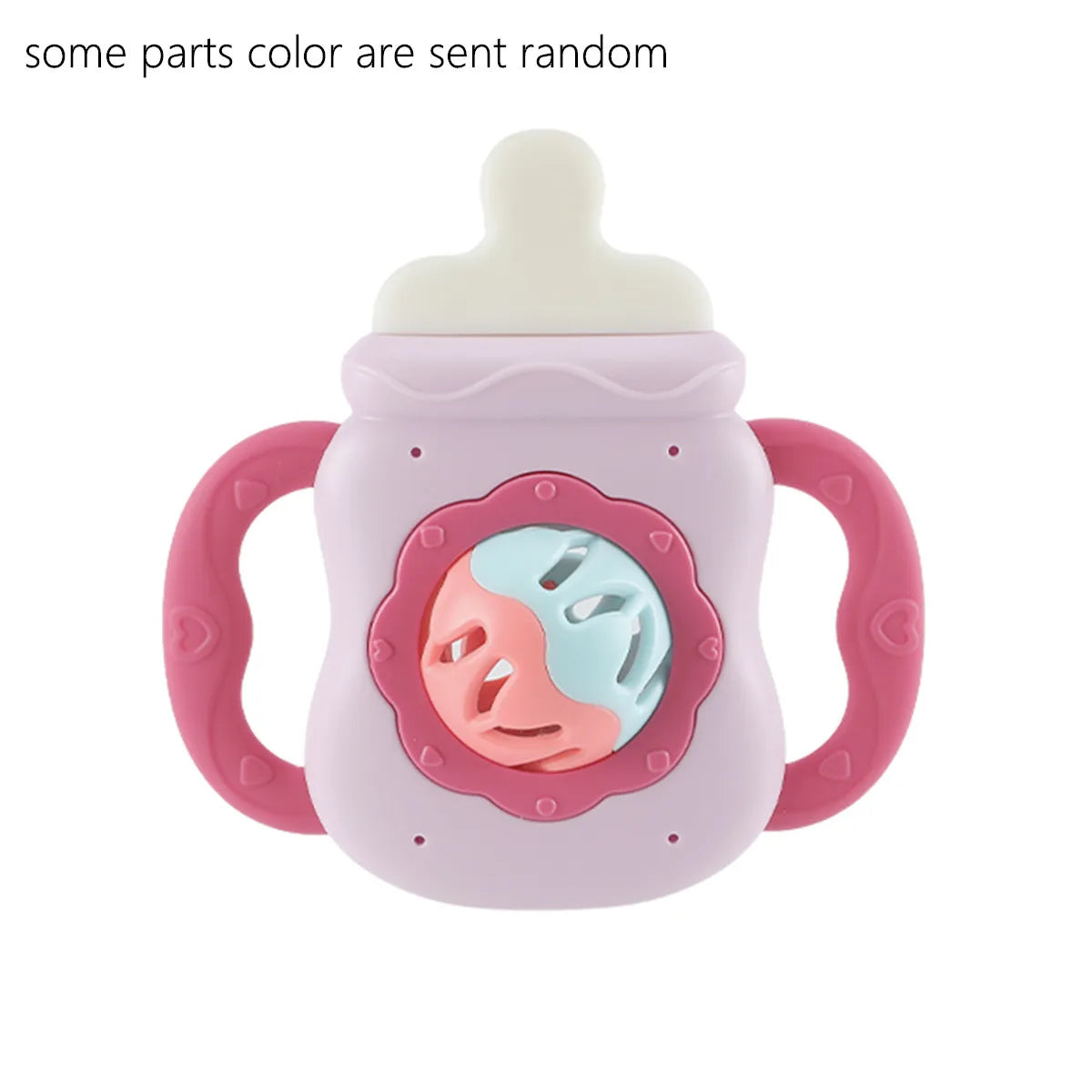 Baby Bottle Rattle Teether – Soft Handheld Toy for Newborns (BPA-Free, Bite-Safe)
