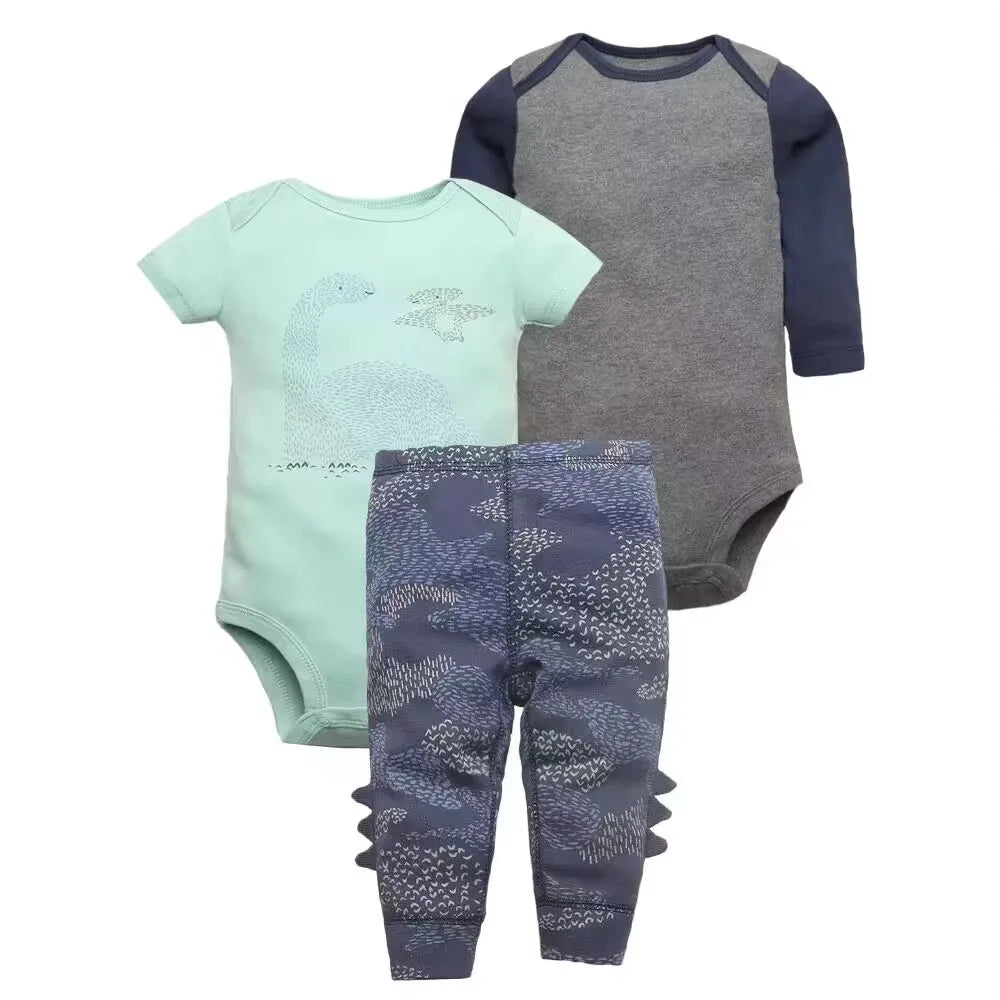 Baby Clothes Set – 100% Cotton Cartoon Bodysuit & Pants for Newborn Boys & Girls