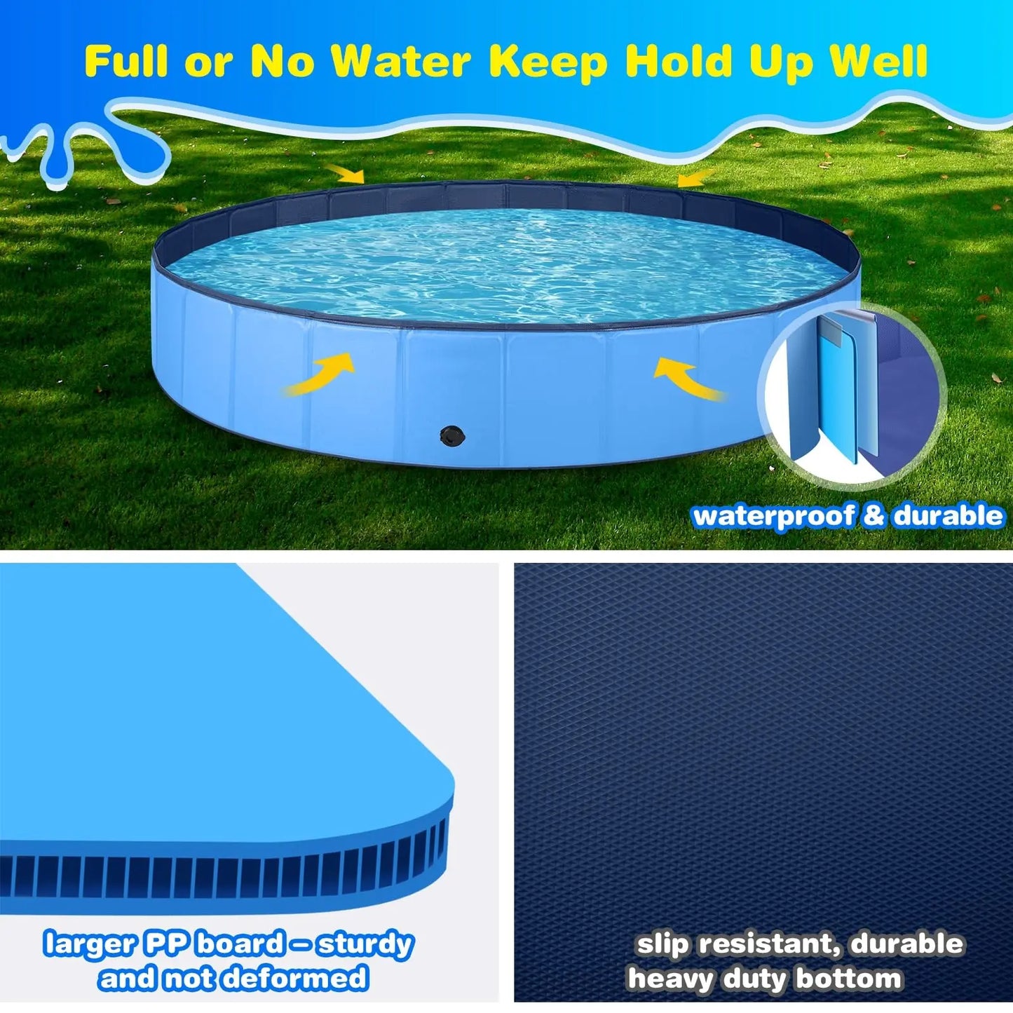Foldable Dog Bath Pool – Collapsible Pet Swimming & Wading Tub for Small to Large Dogs & Cats