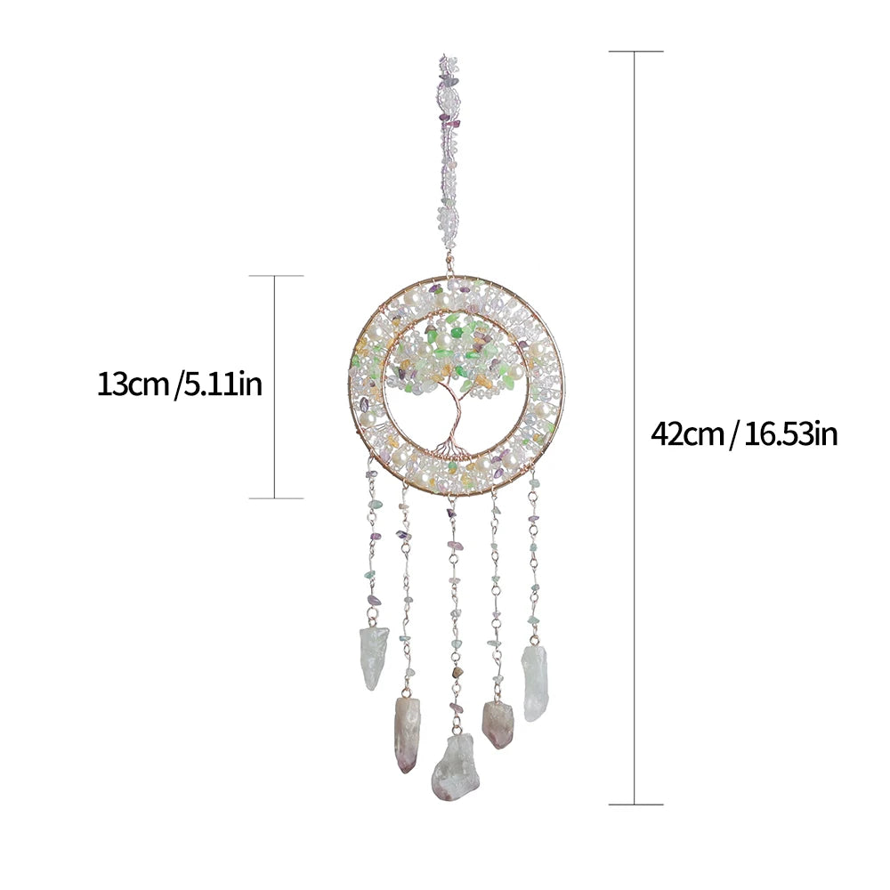 Crystal Sun & Moon Wind Chime – Rainbow Dream Catcher Hanging for Home & Garden Decor