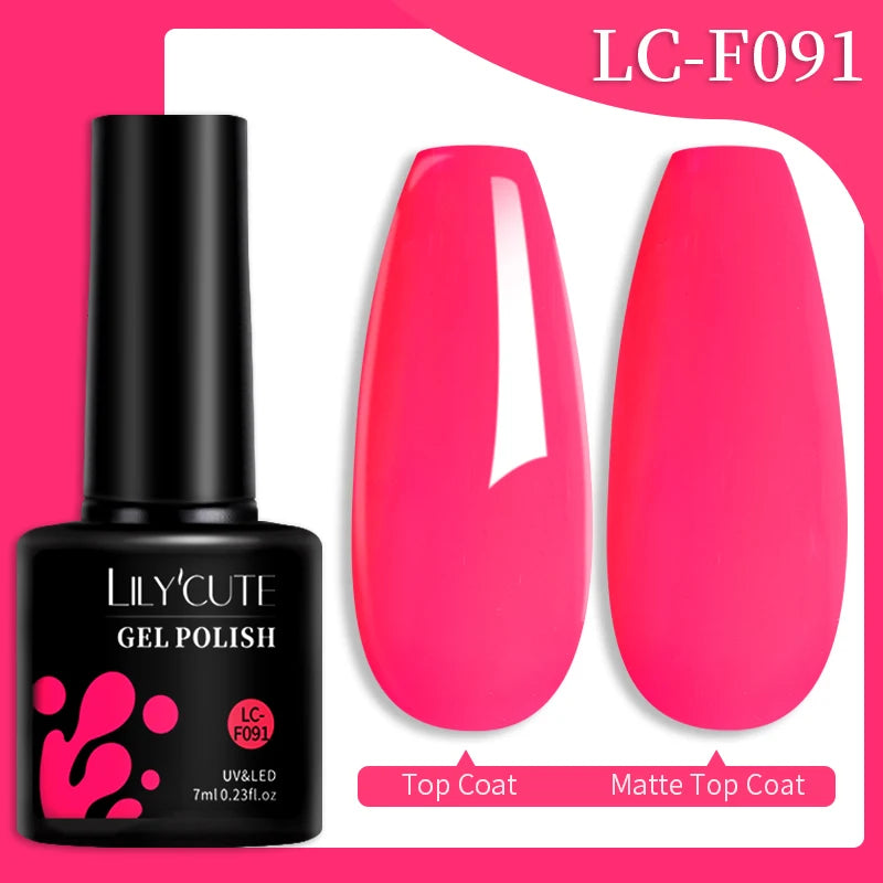 LILYCUTE Gel Nail Polish Set – 7ml Colorful UV Gel Varnish for Manicure | Long-Lasting Semi-Permanent Soak Off Nail Art Base & Top Coat