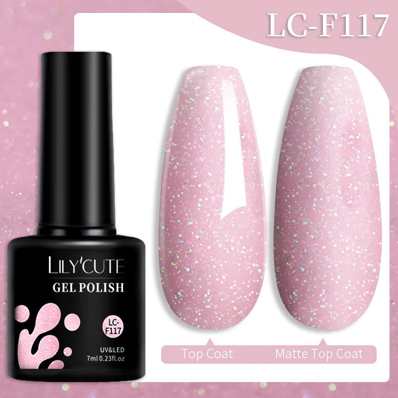 LILYCUTE Gel Nail Polish Set – 7ml Colorful UV Gel Varnish for Manicure | Long-Lasting Semi-Permanent Soak Off Nail Art Base & Top Coat