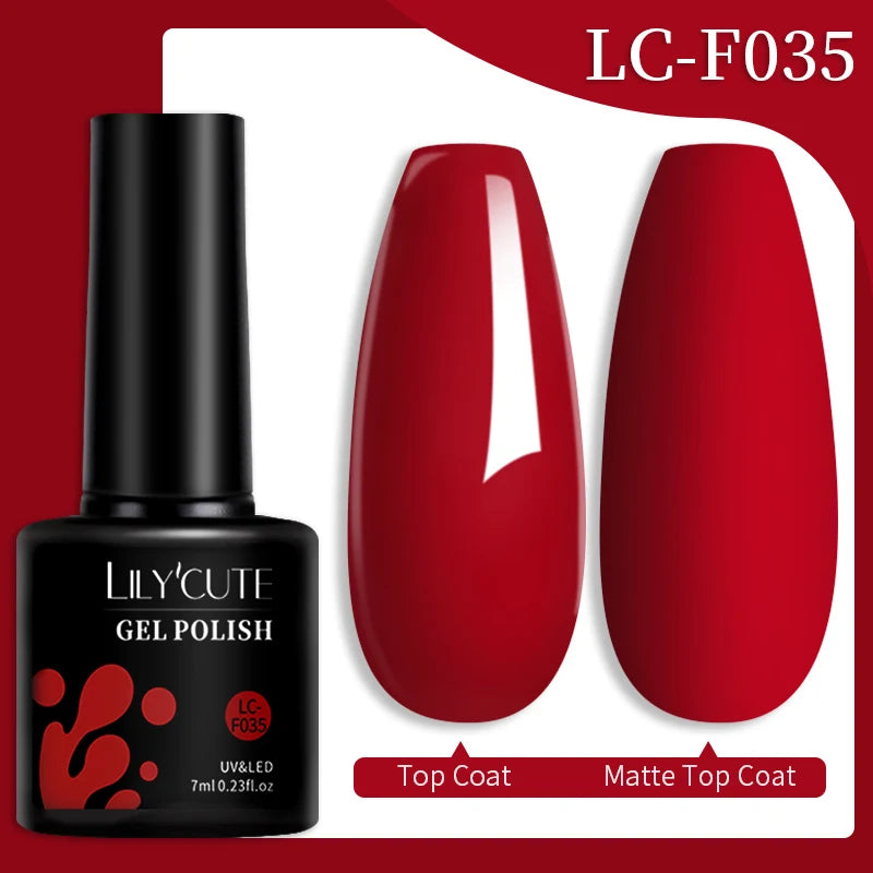LILYCUTE Gel Nail Polish Set – 7ml Colorful UV Gel Varnish for Manicure | Long-Lasting Semi-Permanent Soak Off Nail Art Base & Top Coat