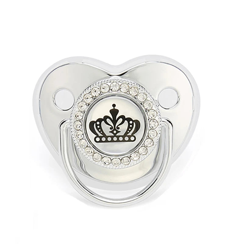 Bling Baby Pacifier – BPA-Free Silicone Dummy with "I Love Mum & Dad" Design (Newborn Shower Gift)