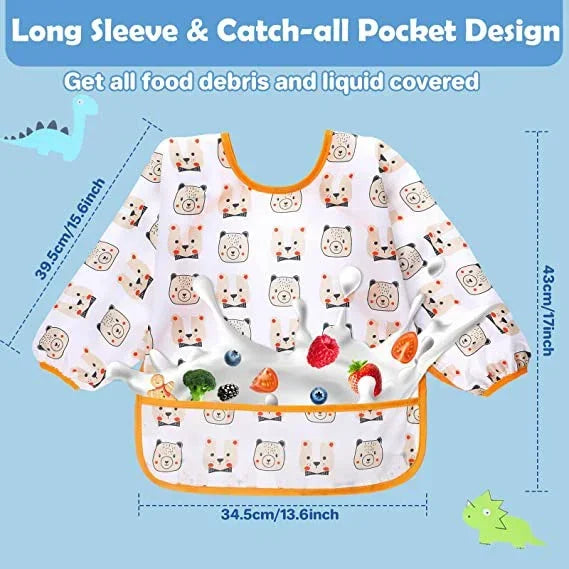 Baby Bib with Sleeves – Waterproof Feeding Bib for Toddlers (BPA-Free, 6M–6Y)