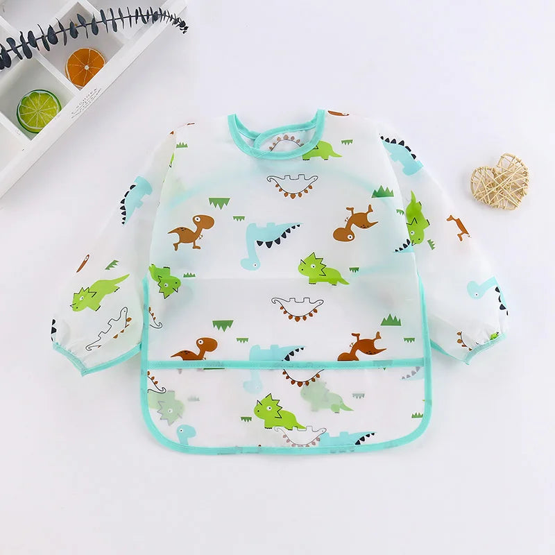 Waterproof Long Sleeve Baby Bib – Cute Toddler Feeding Apron & Art Smock (0–6 Years)