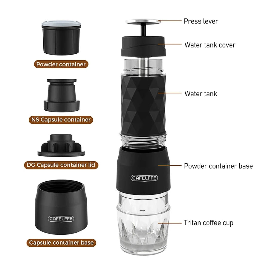 Portable Hand-Press Espresso Maker | Enjoy Hot & Cold Brew on the Move.