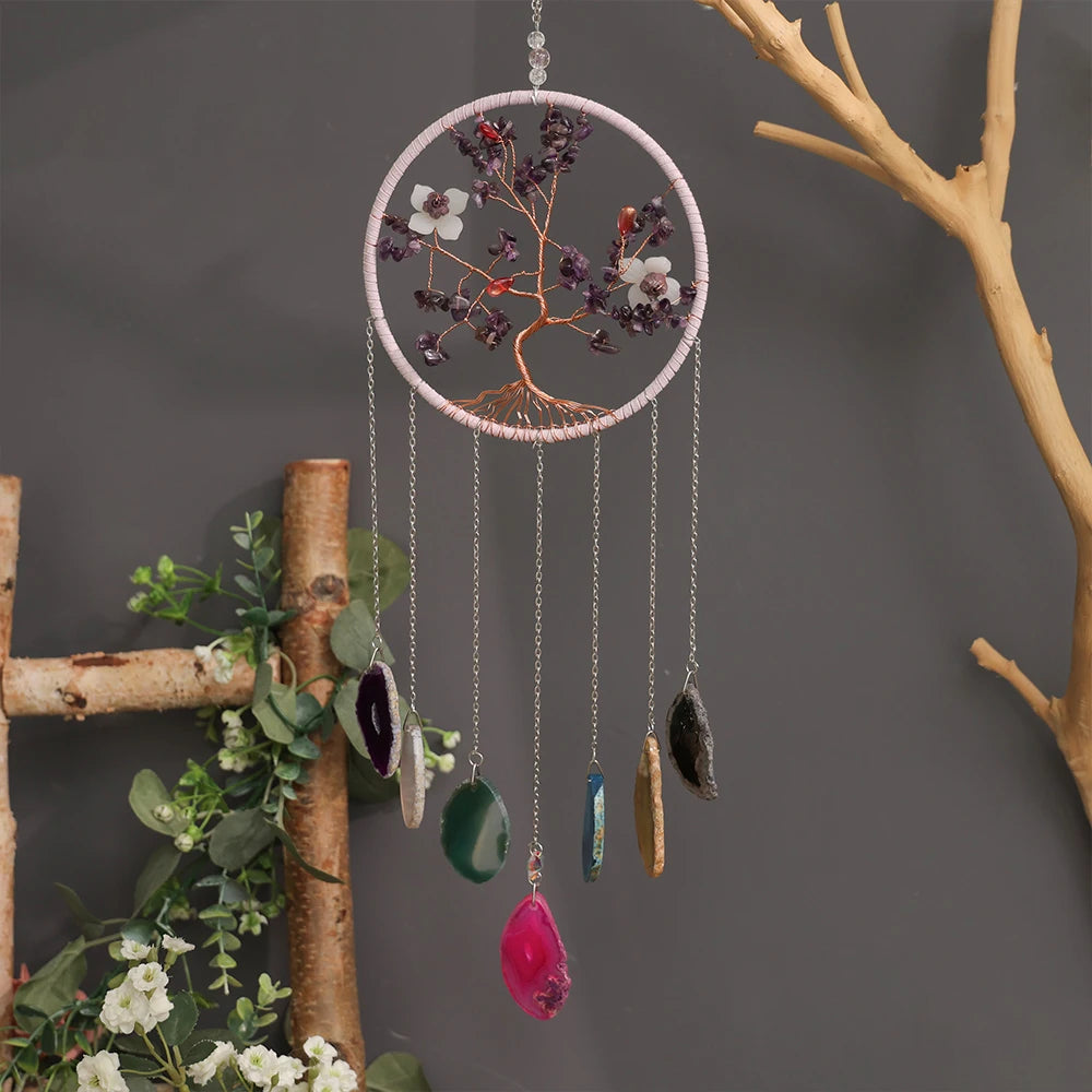 Crystal Sun & Moon Wind Chime – Rainbow Dream Catcher Hanging for Home & Garden Decor