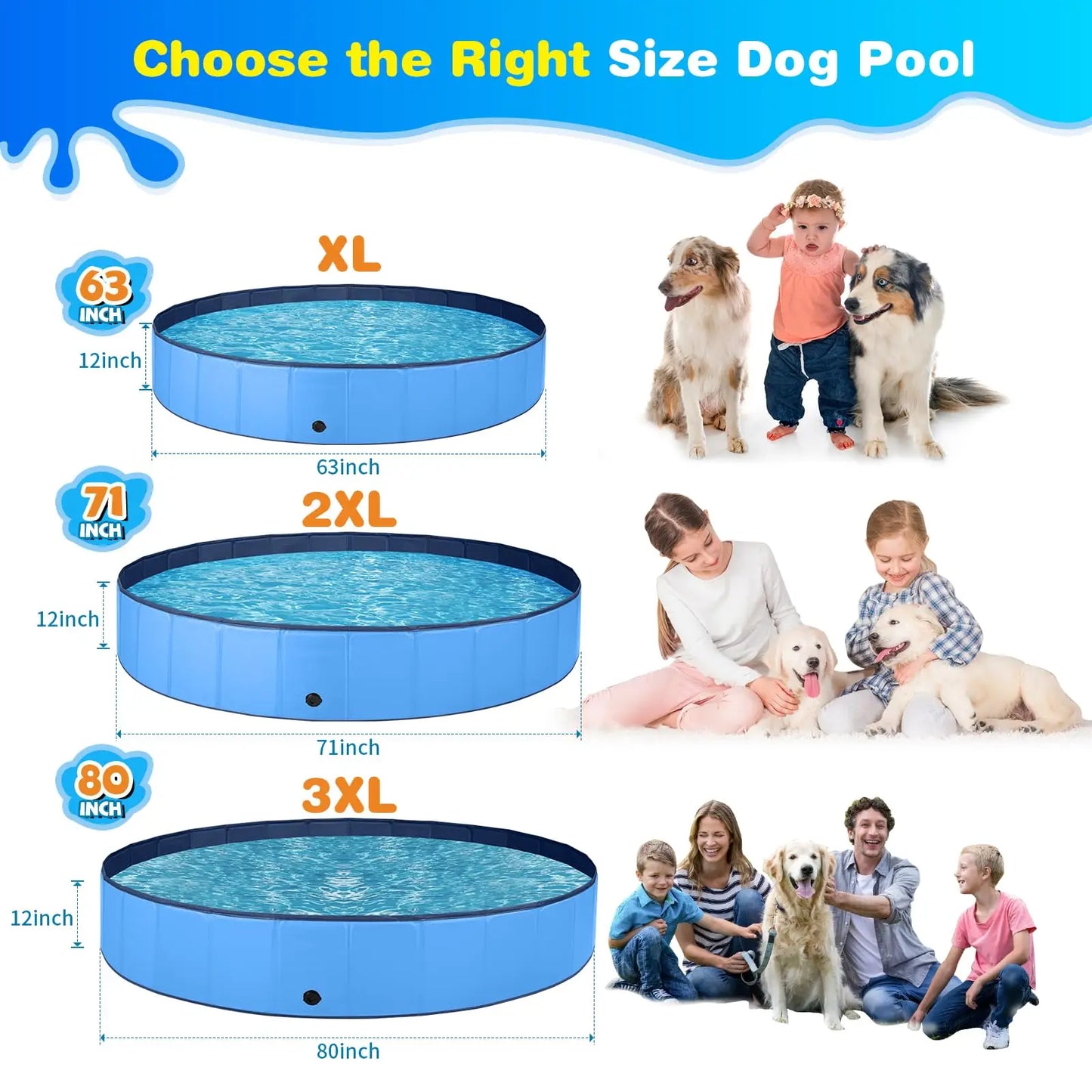 Foldable Dog Bath Pool – Collapsible Pet Swimming & Wading Tub for Small to Large Dogs & Cats