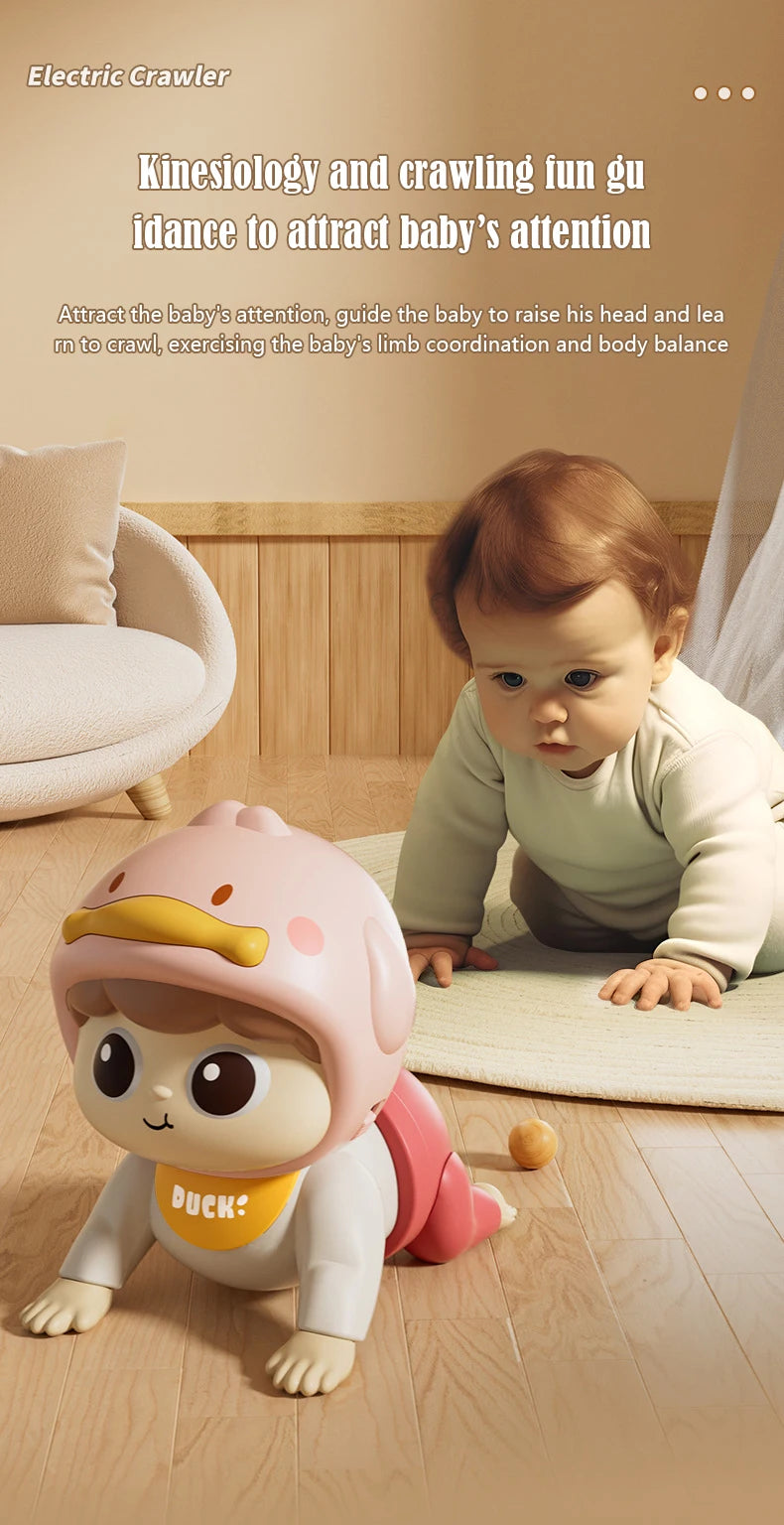Electric Crawling Baby Toy with Sound – Moving Educational Doll for Toddlers 0-12 Months | Learning to Crawl Gift