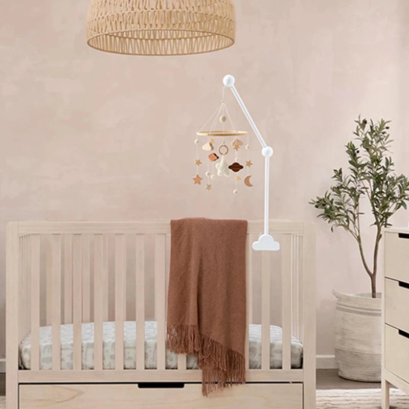 Baby Crib Mobile – Forest Animal Hanging Rattle Toy with Wooden Arm (0–12 Months)