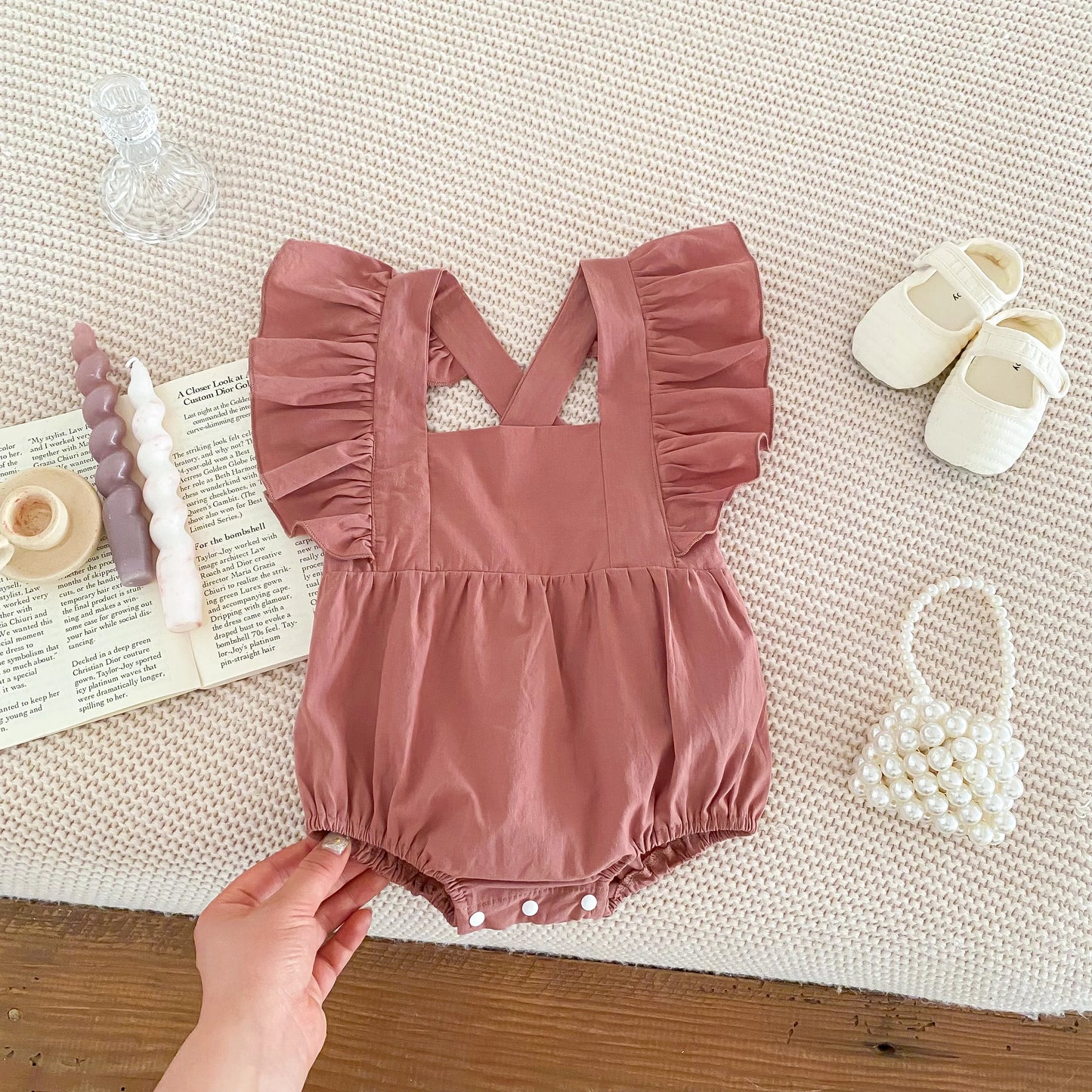 Baby Girl Romper – Solid Cotton Sleeveless Jumpsuit for Summer (0–24 Months)