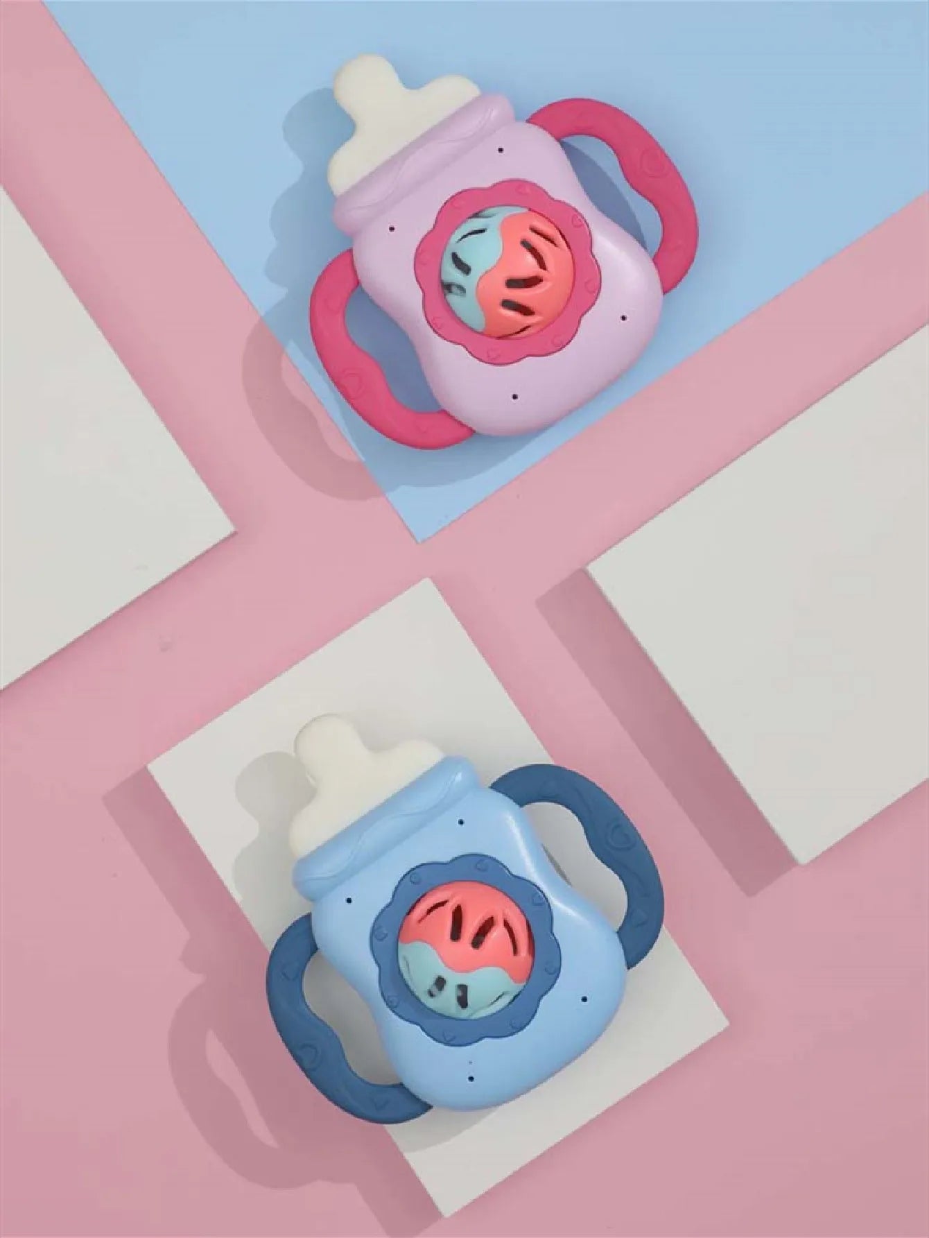 Baby Bottle Rattle Teether – Soft Handheld Toy for Newborns (BPA-Free, Bite-Safe)