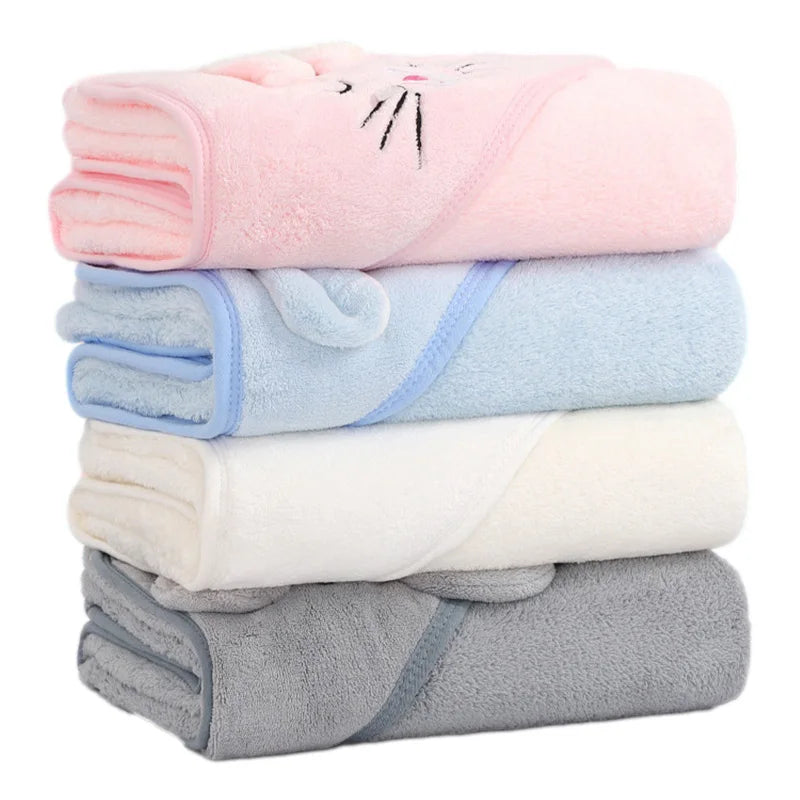Cartoon Animal Hooded Baby Bath Towel – Soft Newborn Swaddle Blanket & Toddler Bathrobe (Unisex)