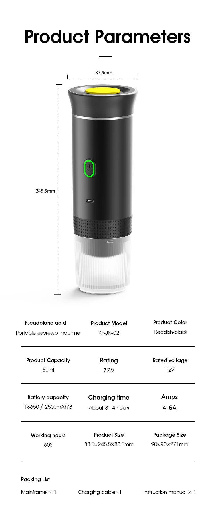 Portable Wireless Espresso Machine – 3-in-1 Travel Coffee Maker for Car, Camping & Home | Capsule & Ground Coffee Compatible