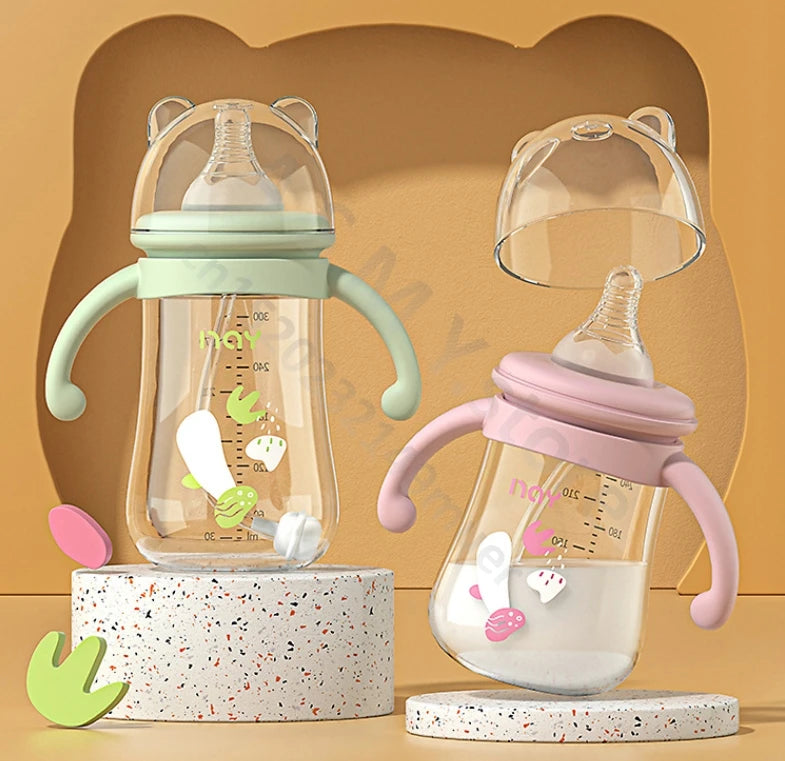 Anti-Colic Baby Bottle with Handles for 6+ Months – Leak-Proof, BPA-Free, Easy Grip