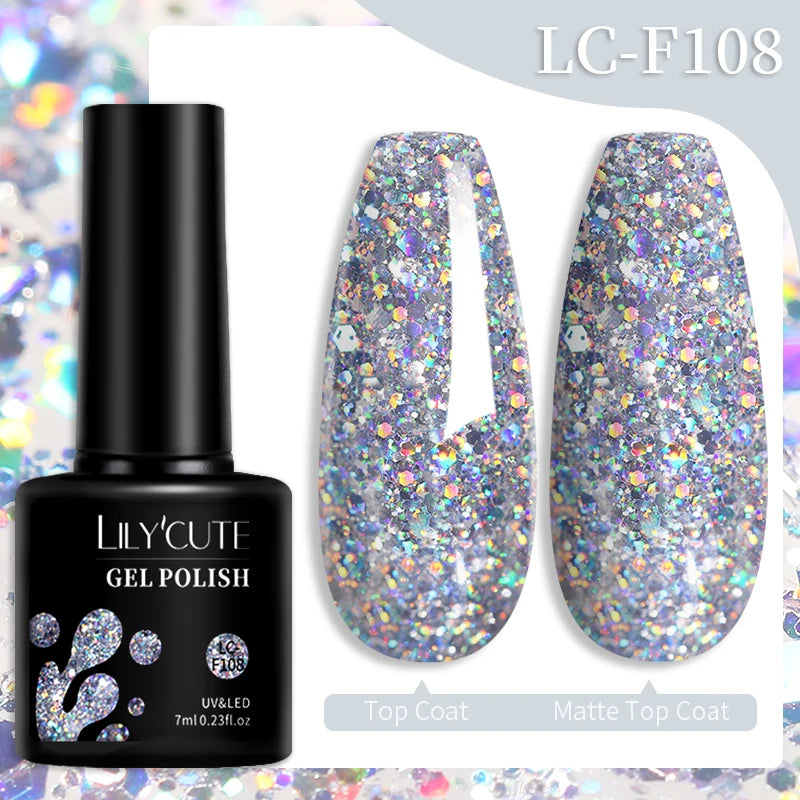 LILYCUTE Gel Nail Polish Set – 7ml Colorful UV Gel Varnish for Manicure | Long-Lasting Semi-Permanent Soak Off Nail Art Base & Top Coat