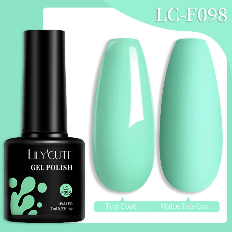 LILYCUTE Gel Nail Polish Set – 7ml Colorful UV Gel Varnish for Manicure | Long-Lasting Semi-Permanent Soak Off Nail Art Base & Top Coat