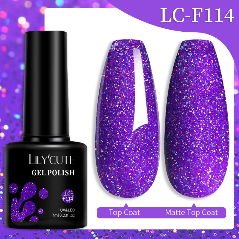 LILYCUTE Gel Nail Polish Set – 7ml Colorful UV Gel Varnish for Manicure | Long-Lasting Semi-Permanent Soak Off Nail Art Base & Top Coat