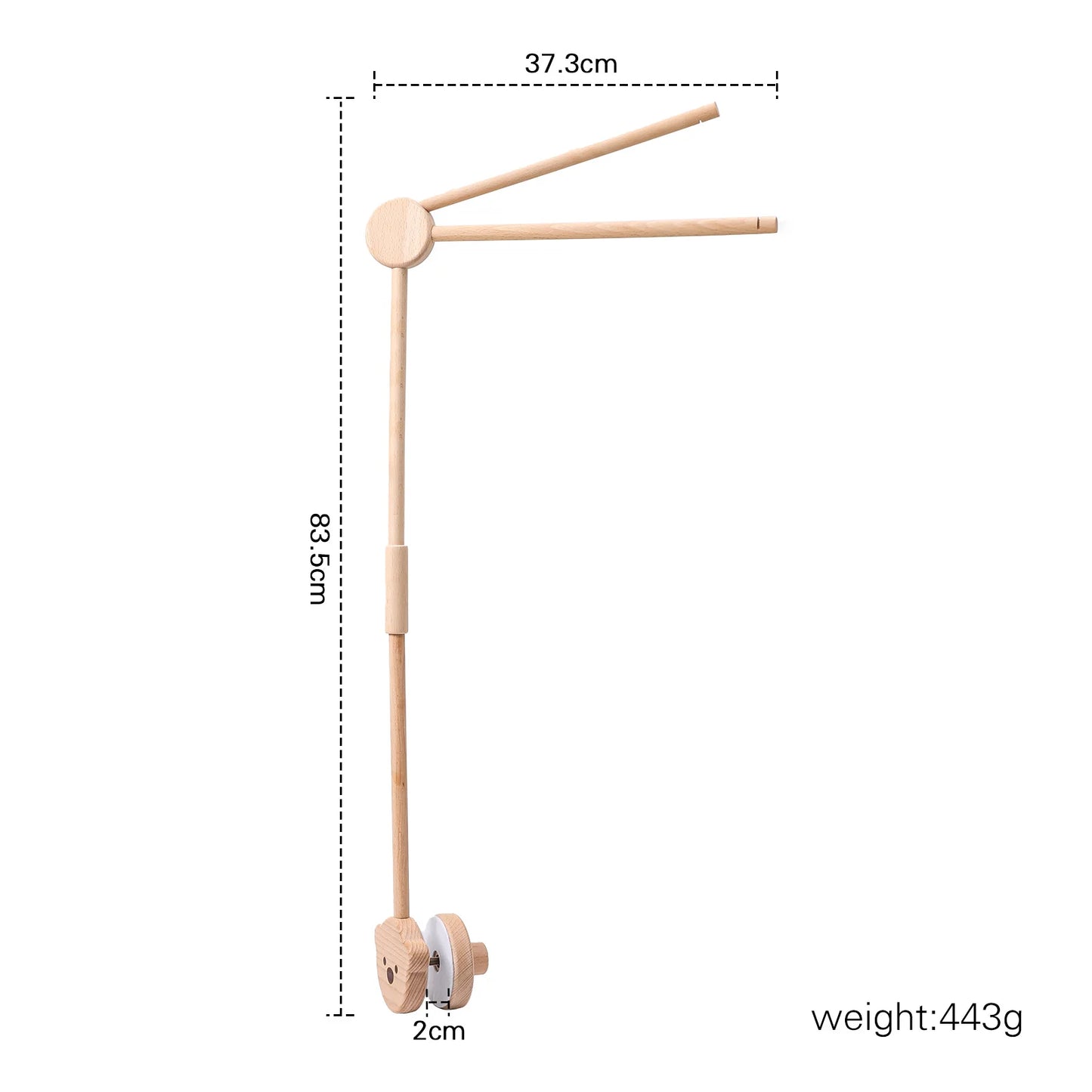 Baby Crib Mobile – Forest Animal Hanging Rattle Toy with Wooden Arm (0–12 Months)