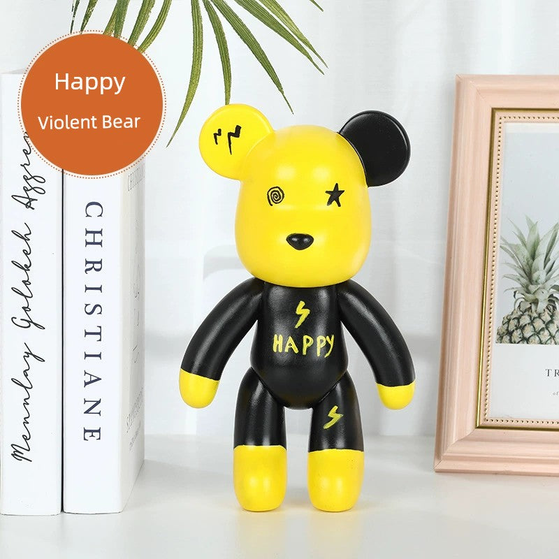 DIY Fluid Violent Bear Material Bag Keychain White Body