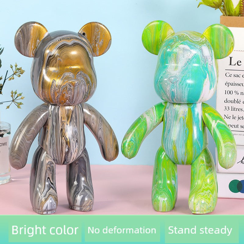 DIY Fluid Violent Bear Material Bag Keychain White Body