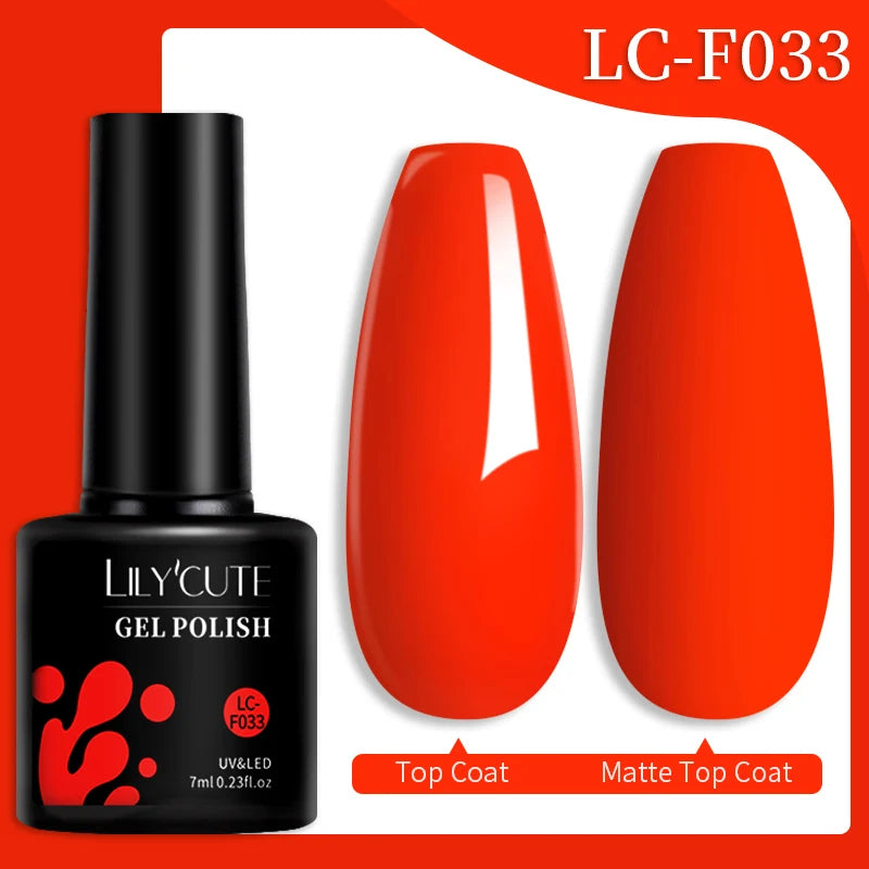 LILYCUTE Gel Nail Polish Set – 7ml Colorful UV Gel Varnish for Manicure | Long-Lasting Semi-Permanent Soak Off Nail Art Base & Top Coat