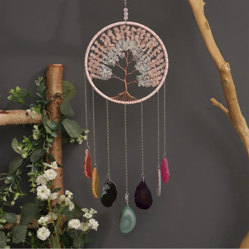 Crystal Sun & Moon Wind Chime – Rainbow Dream Catcher Hanging for Home & Garden Decor