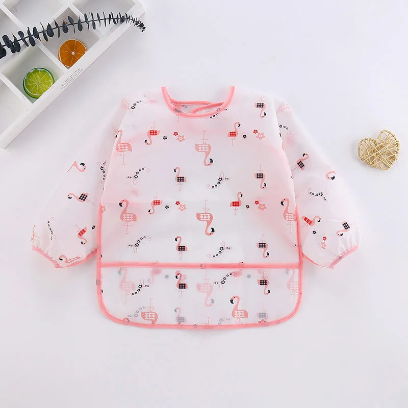 Waterproof Long Sleeve Baby Bib – Cute Toddler Feeding Apron & Art Smock (0–6 Years)