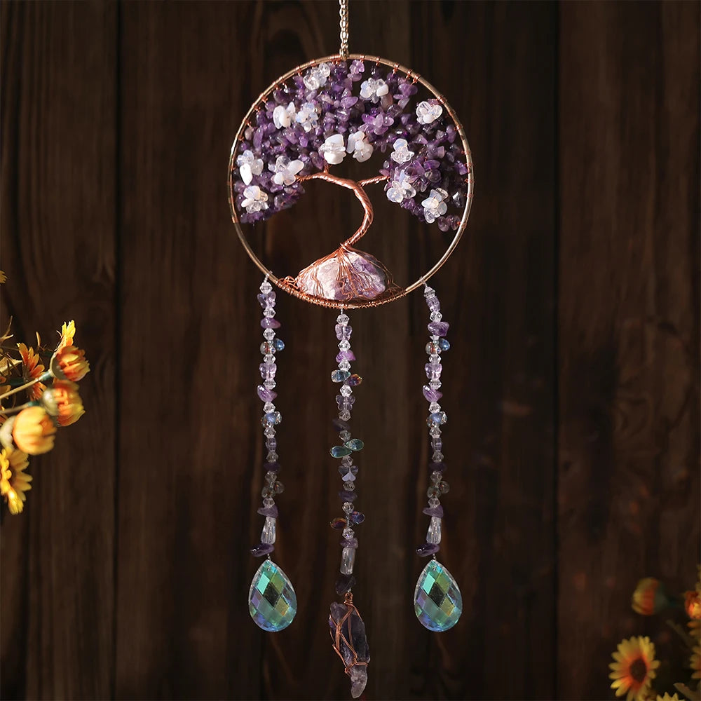 Crystal Sun & Moon Wind Chime – Rainbow Dream Catcher Hanging for Home & Garden Decor