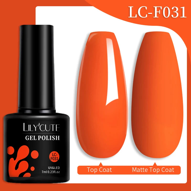LILYCUTE Gel Nail Polish Set – 7ml Colorful UV Gel Varnish for Manicure | Long-Lasting Semi-Permanent Soak Off Nail Art Base & Top Coat