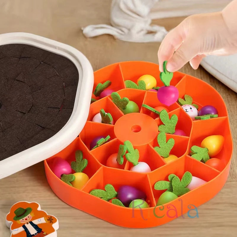 Montessori Toys for Toddlers – Educational Pull Carrot Game, Shape Sorter & Counting Toy Set for Kids A