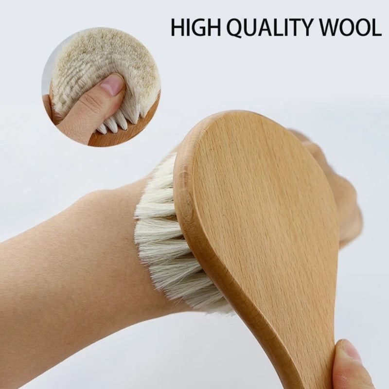 Baby Hair Brush – Natural Soft Bristle Cradle Cap Brush with Wooden Handle